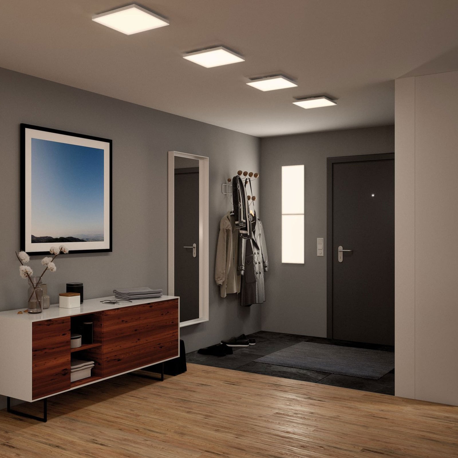 LED-panel Velora 30x30 cm varmhvit matt hvit metallramme