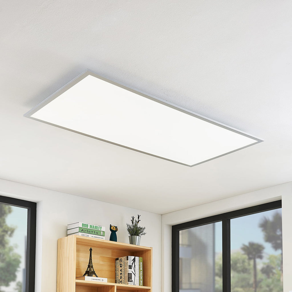 LED-panel Zento sølv/hvit 120x60 cm forfra
