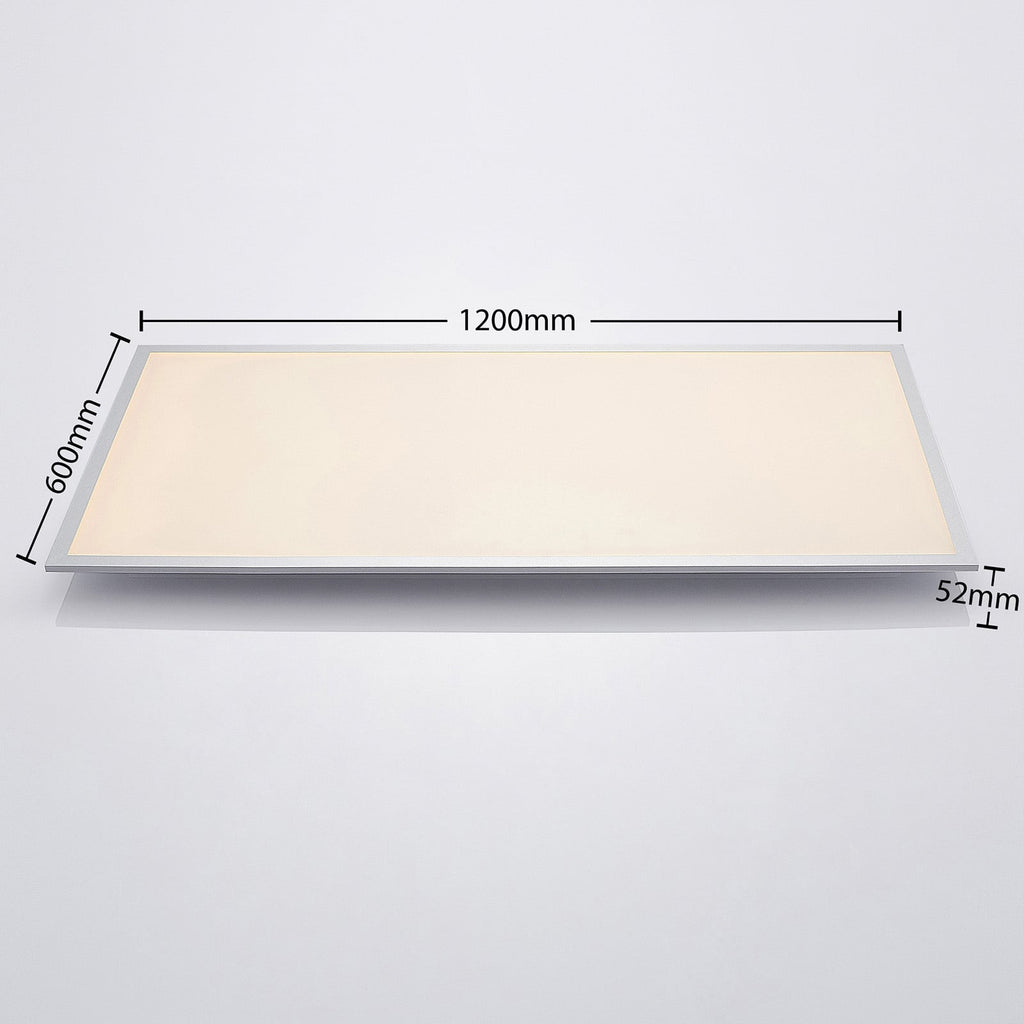 LED-panel Zento sølv/hvit 120x60 cm sideprofil