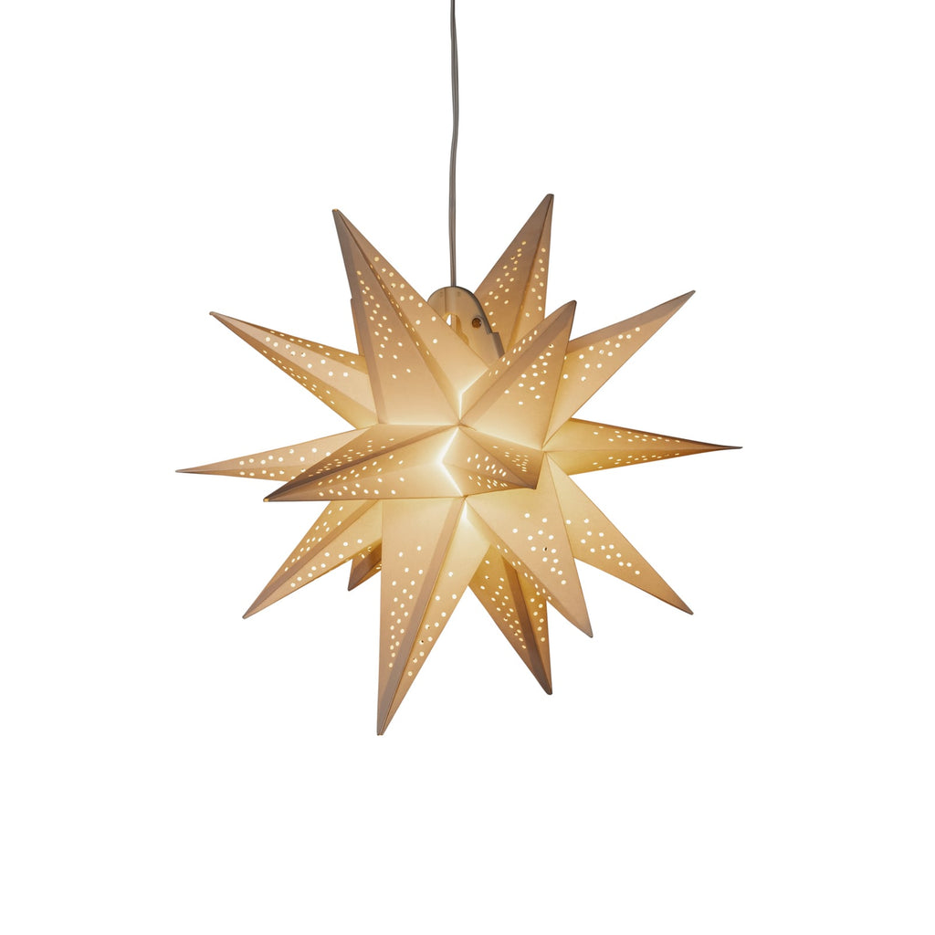 Detalj av LED-papirstjerne 3D hvit Ø45 cm dimbar varmhvit