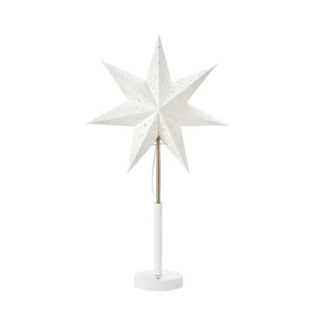 LED-papirstjerne Noella oppladbar stål/hvit høyde 62 cm bakside