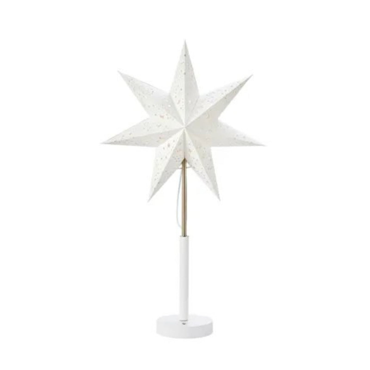 LED-papirstjerne Noella oppladbar stål/hvit høyde 62 cm bakside