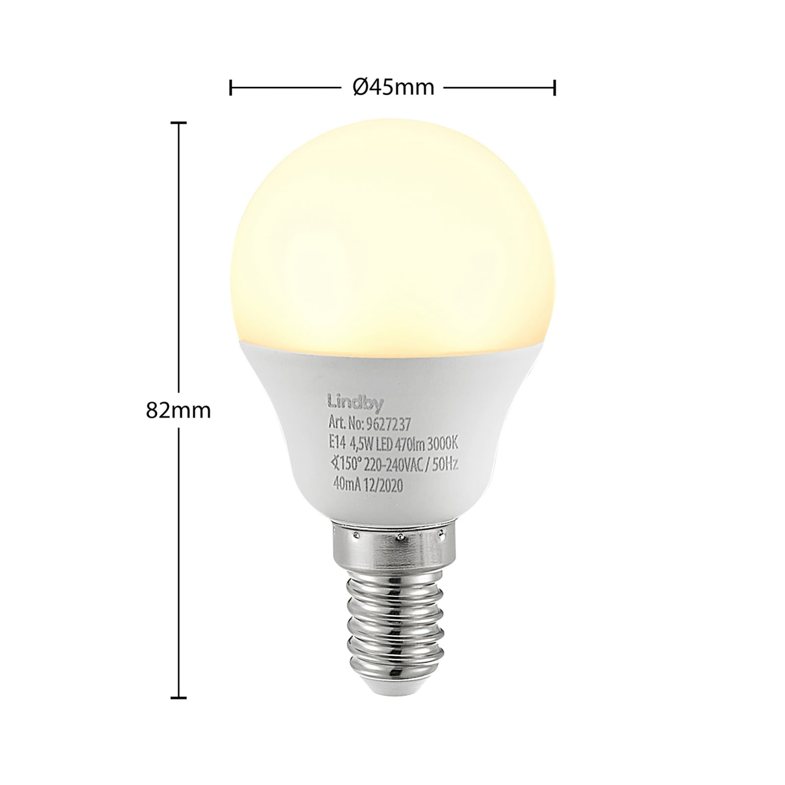 LED-pære dråpeform E14 4,5W 3000K opal 470lm 10-pk - Lindby montert