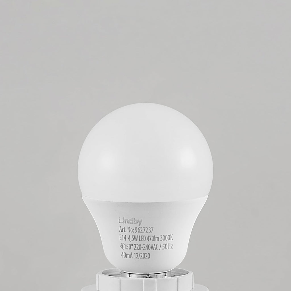 LED-pære dråpeform E14 4,5W 3000K opal 470lm 10-pk - Lindby sideprofil