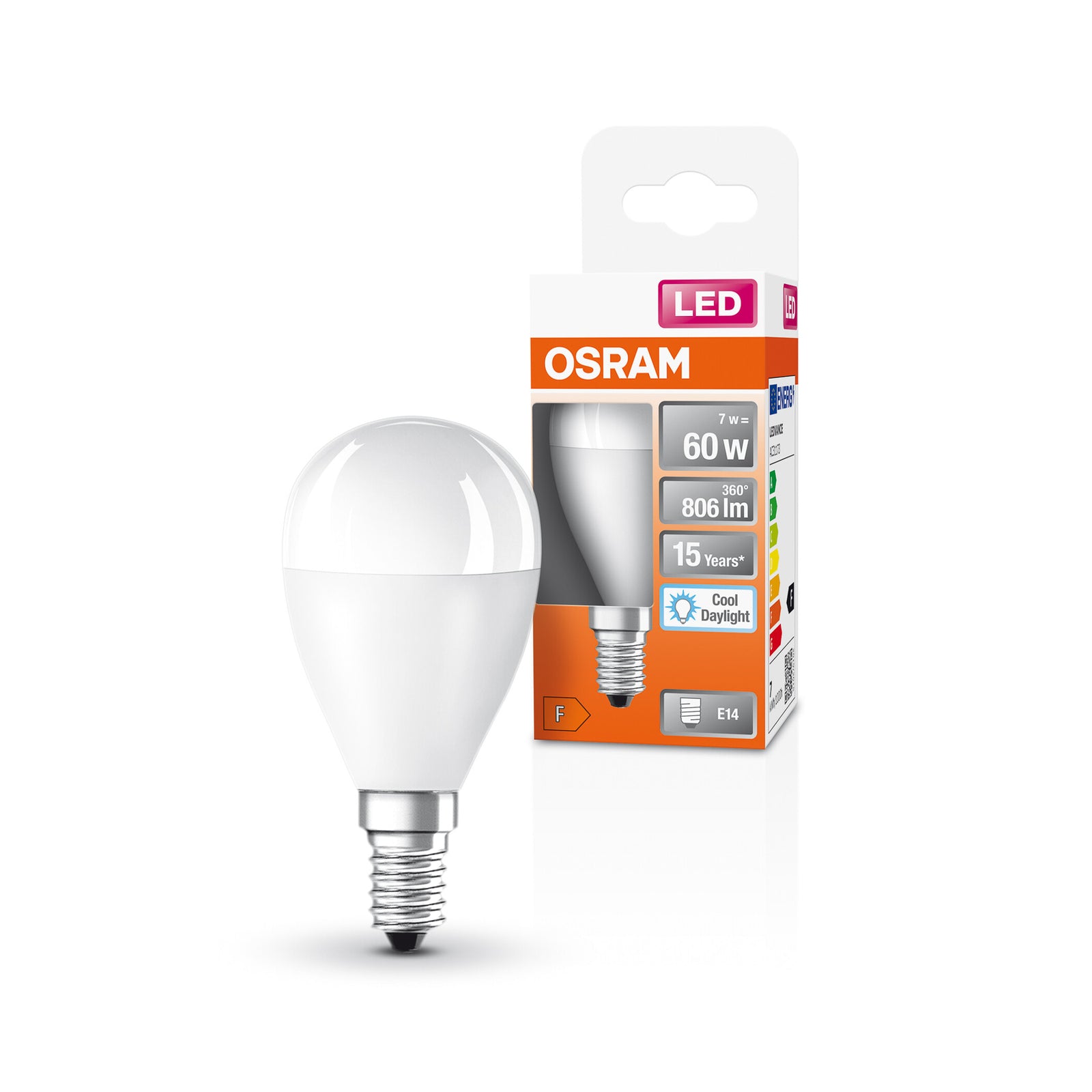 Detaljbilde av LED-pære dråpeform E14 7,5W 6500K matt 806lm OSRAM