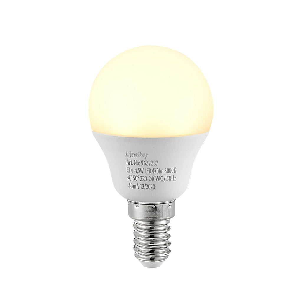 LED-pære dråpeform E14 4,5W 3000K opal 470lm 3-pk - Lindby bakside