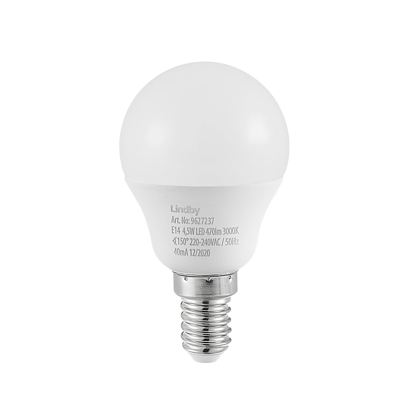 LED-pære dråpeform E14 4,5W 3000K opal 470lm 3-pk - Lindby detalj