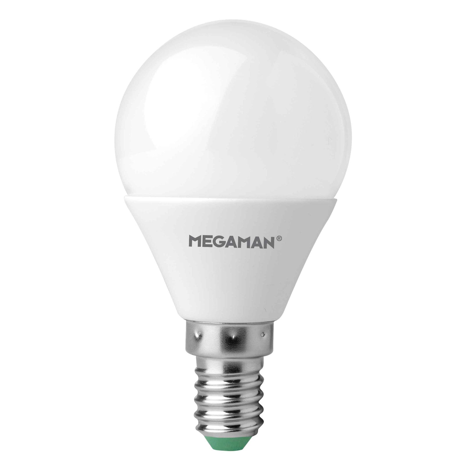 LED-pære E14 dråpeform 3,5W 2800K dimbar matt - MEGAMAN forfra