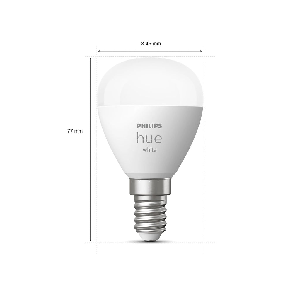 Montert LED-pære E14 dråpeform 5,7W 2700K dimbar Philips Hue i lampe