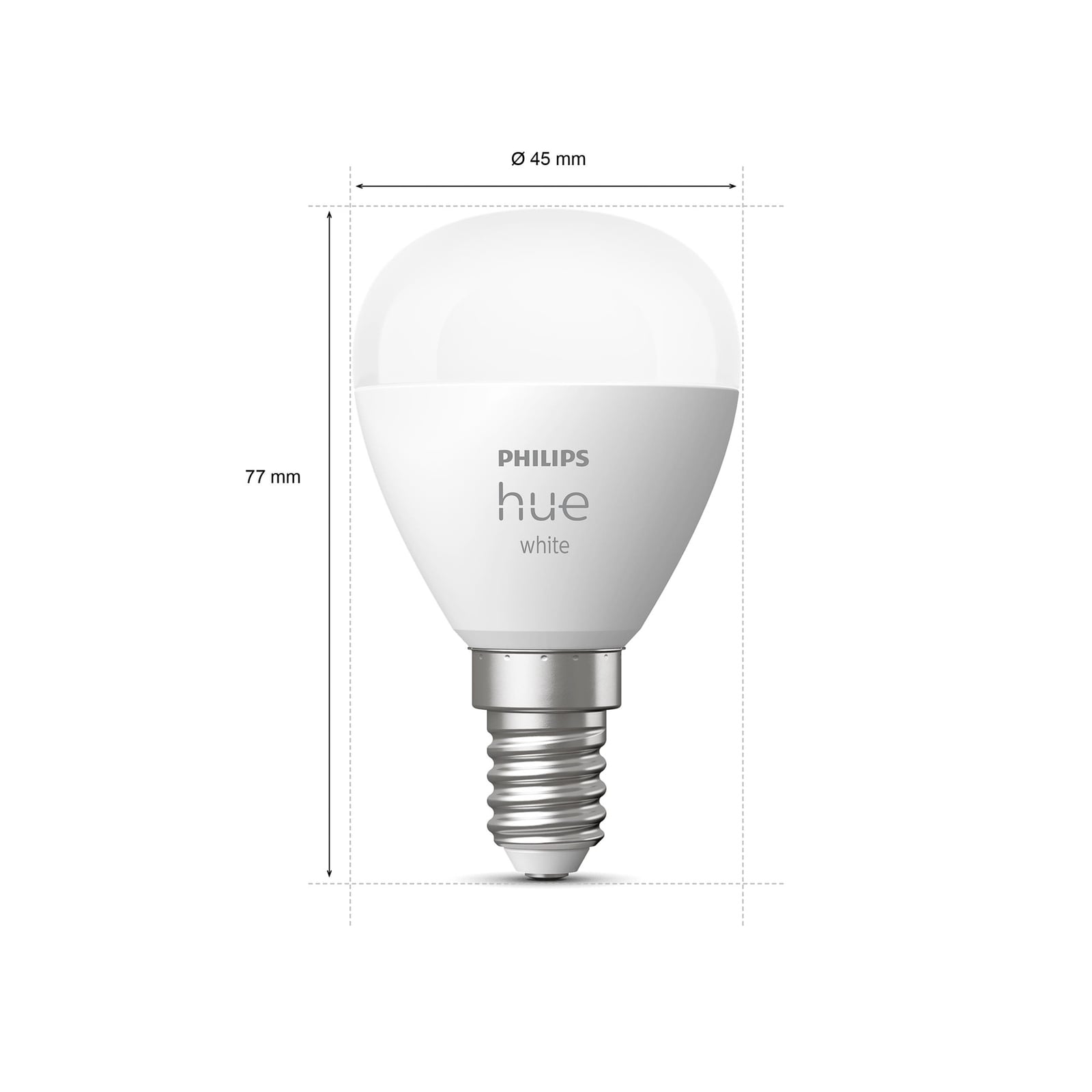 Montert LED-pære E14 dråpeform 5,7W 2700K dimbar Philips Hue i lampe
