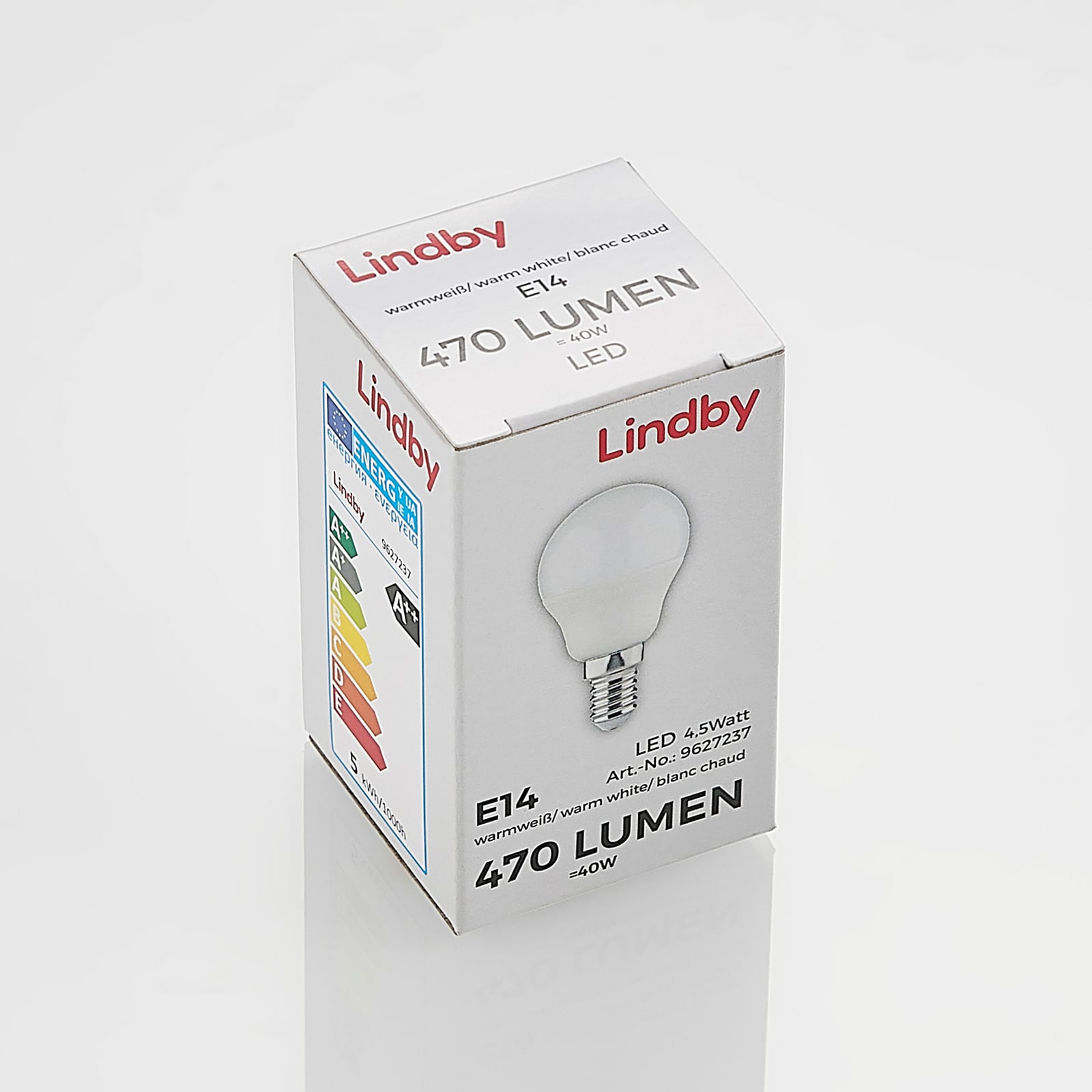 LED-pære E14 dråpeform 4,5W 3000K opal Lindby produktdetalj