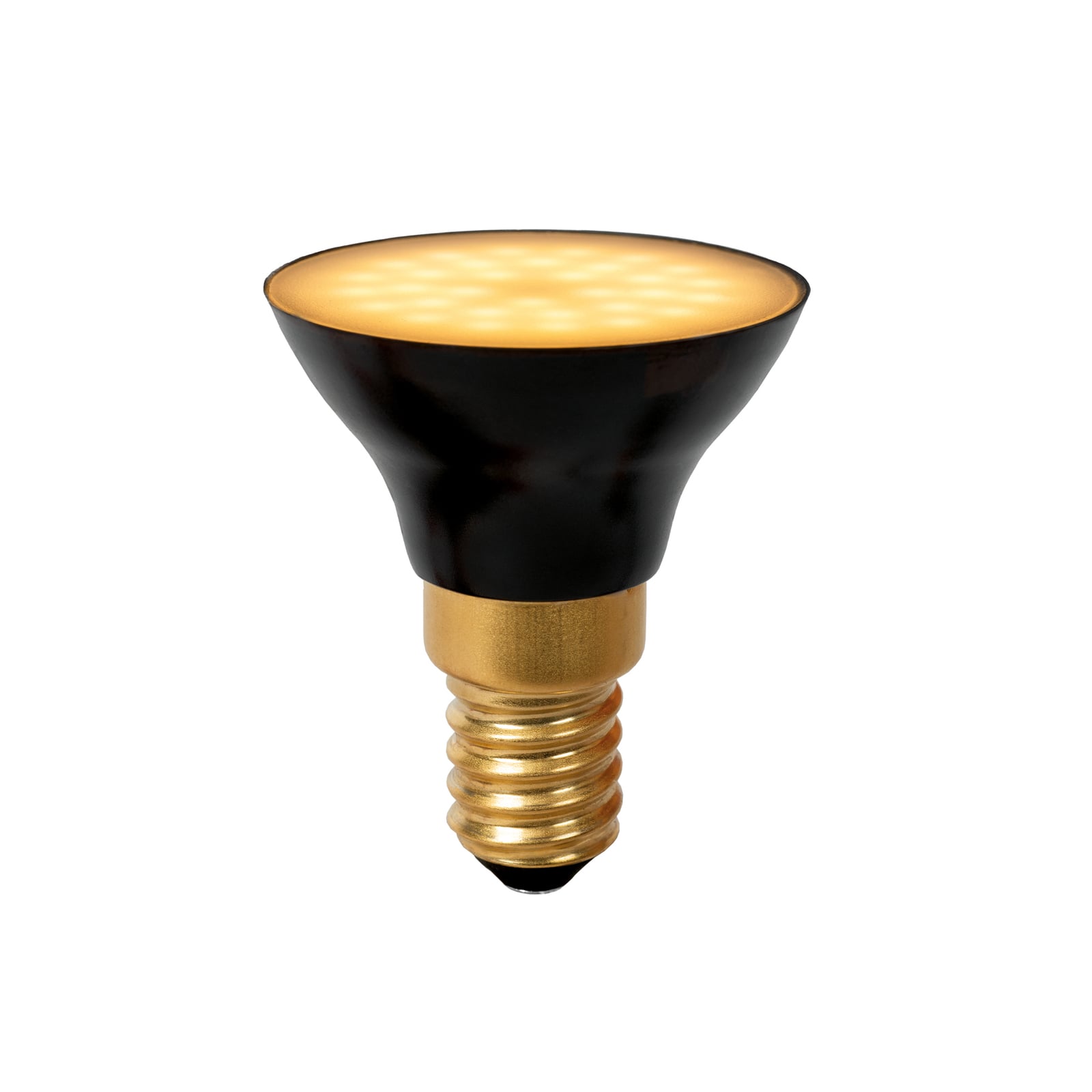 LED-pære E14 G45 5W 400lm 2700K dimbar svart forfra