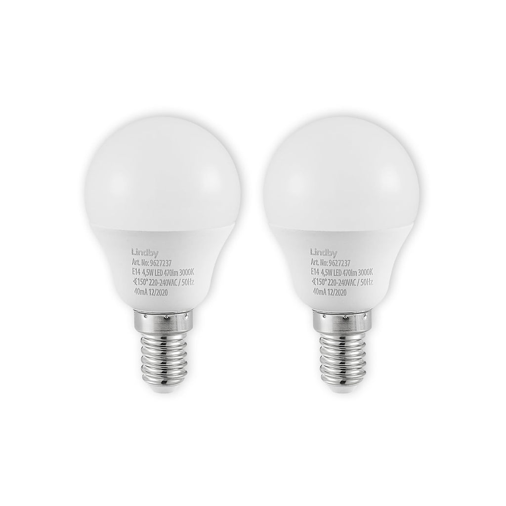 LED-pære E14 G45 dråpeform 4,5W 3000K opal forfra
