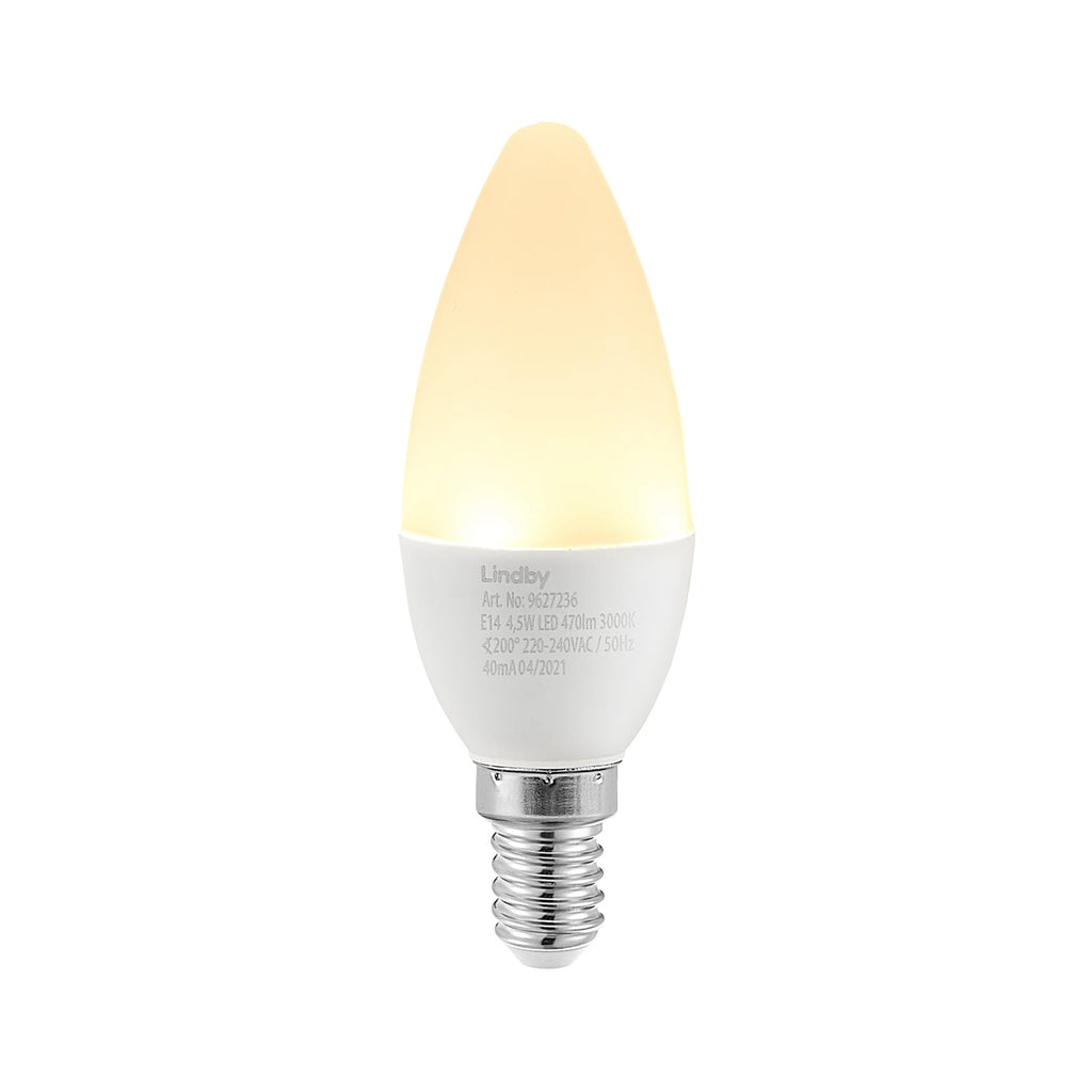 LED-pære E14 kronelysform 4,5W 3000K opal - Lindby forfra