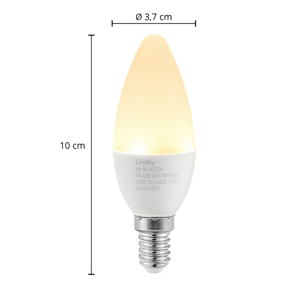 LED-pære E14 kronelysform 4,5W 3000K opal - Lindby detalj