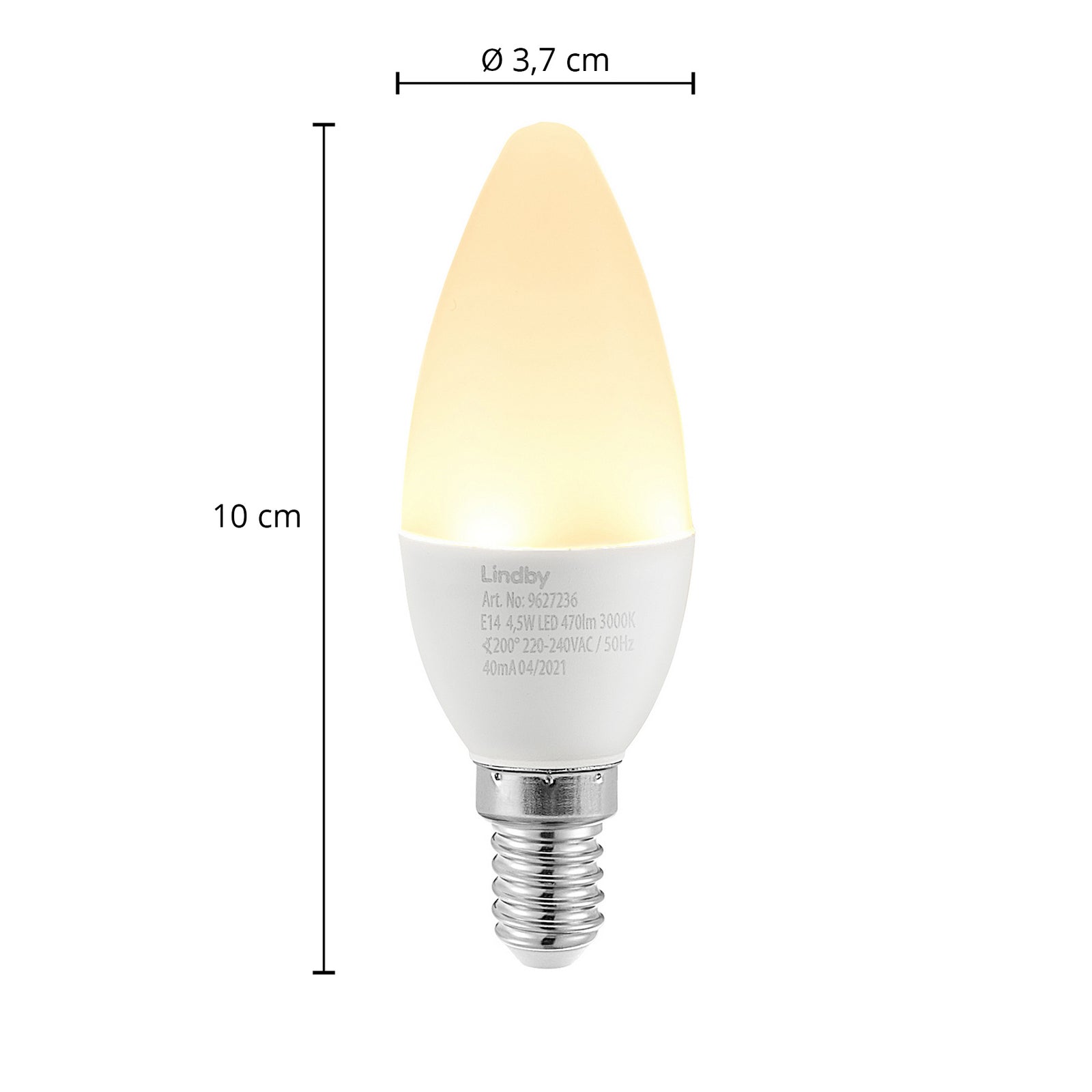 LED-pære E14 kronelysform 4,5W 3000K opal - Lindby detalj