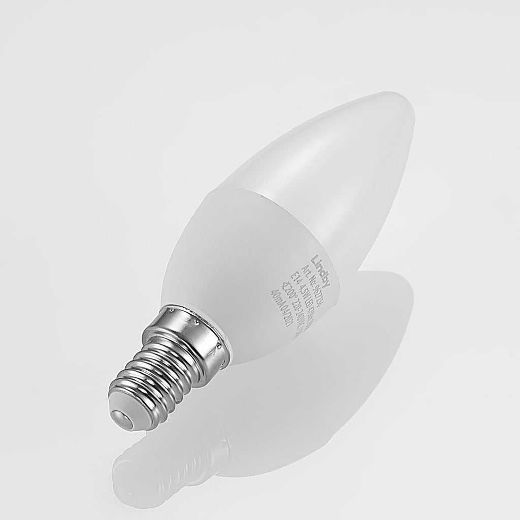LED-pære E14 kronelysform 4,5W 3000K opal - Lindby sideprofil