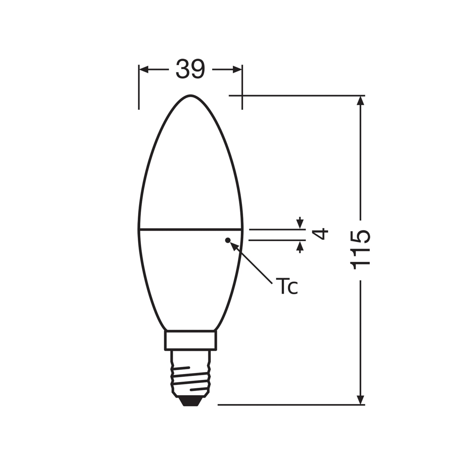 LED-pære E14 kronelysform matt 7,5W 2700K varmhvit - OSRAM bakside