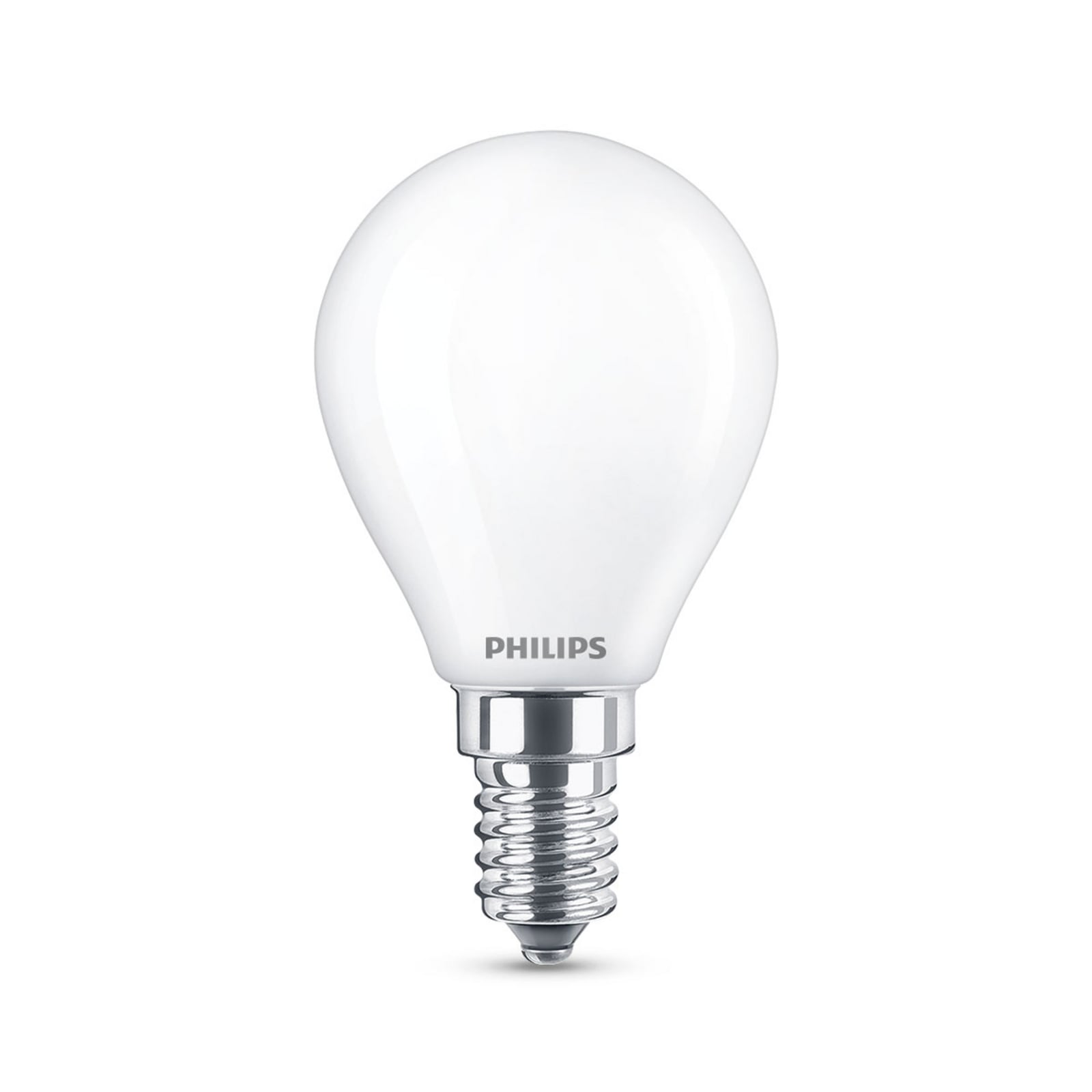 LED-pære E14 P45 dråpeform 6,5W 2700K matt Philips forfra