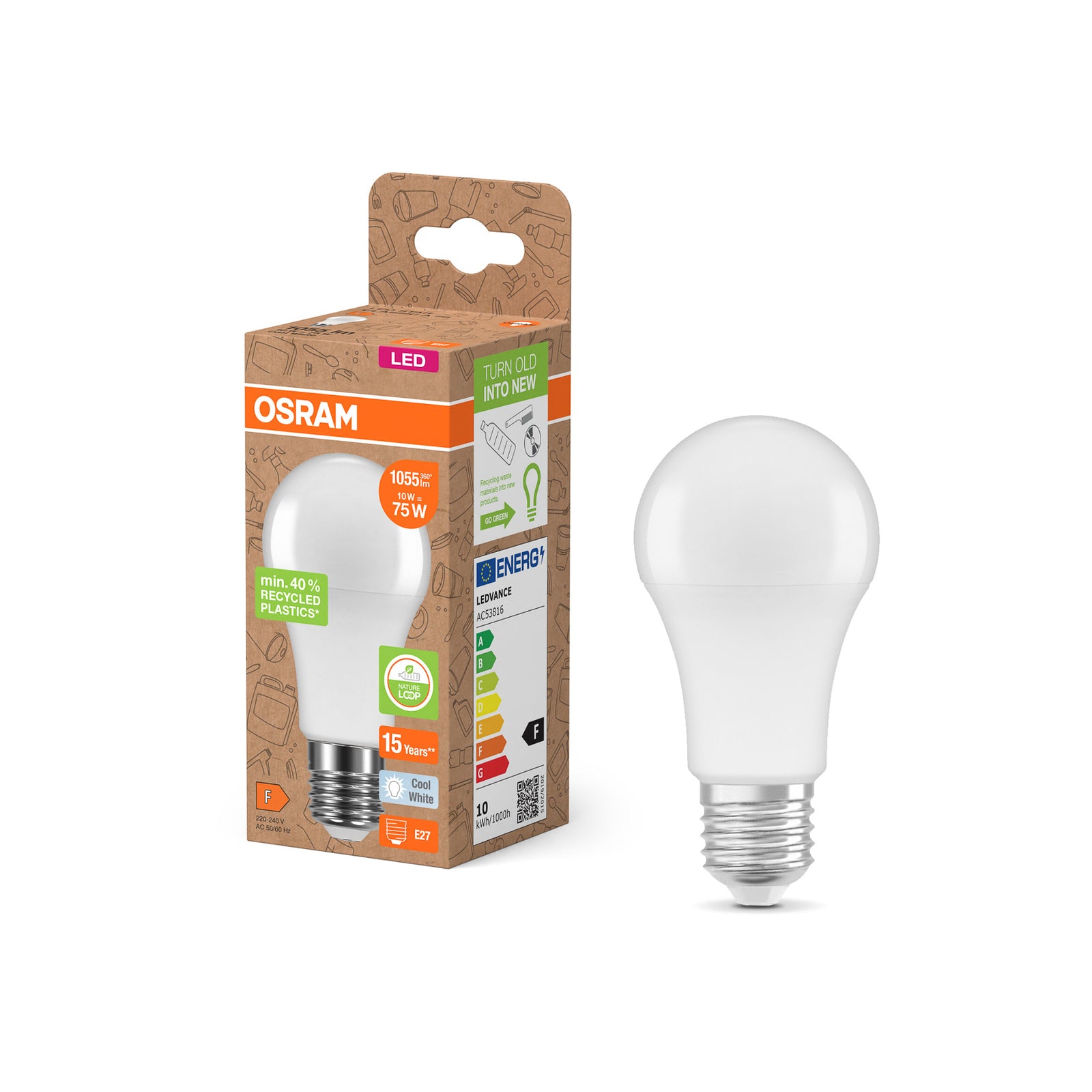 LED-pære E27 10W 4000K nøytralhvit matt 1055 lm OSRAM nærbilde
