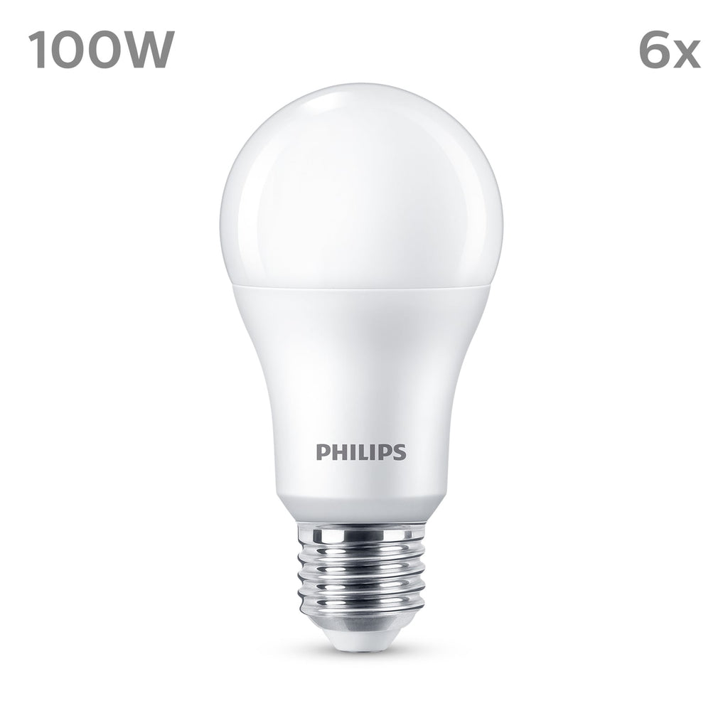 Bakside av LED-pære E27 13W 2700K 1521lm matt 6-pakning Philips
