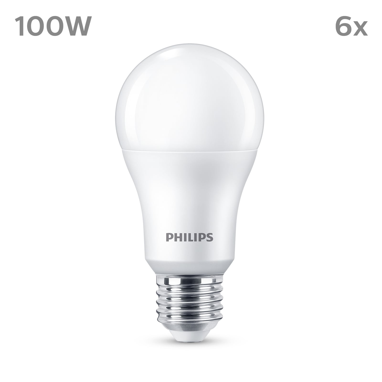 Bakside av LED-pære E27 13W 2700K 1521lm matt 6-pakning Philips