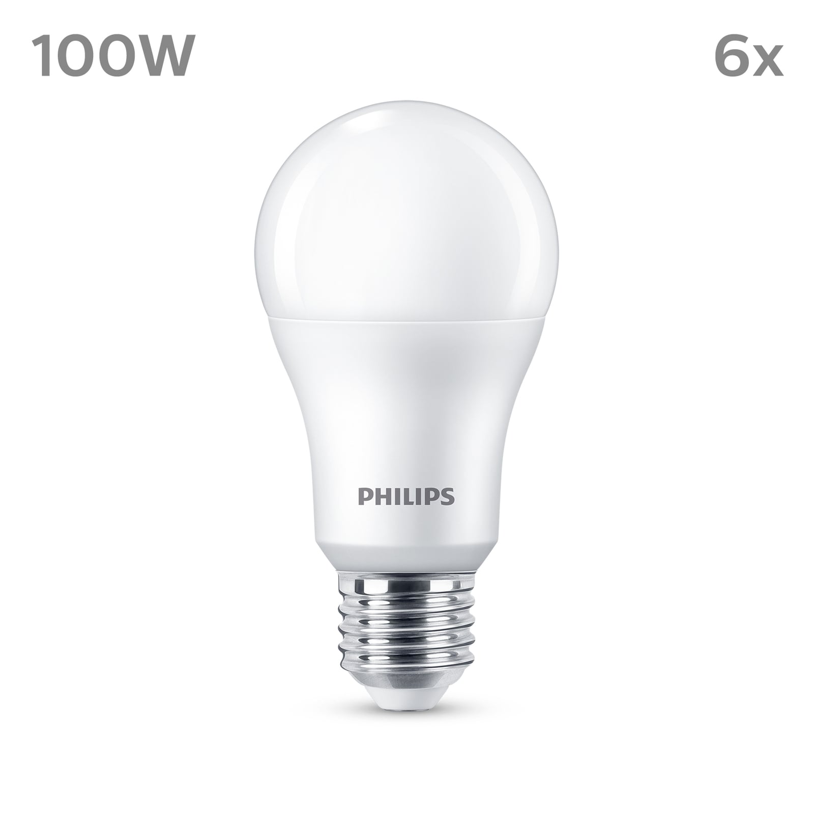LED-pære E27 13W 4000K matt 1521lm 6-pakning Philips bakside