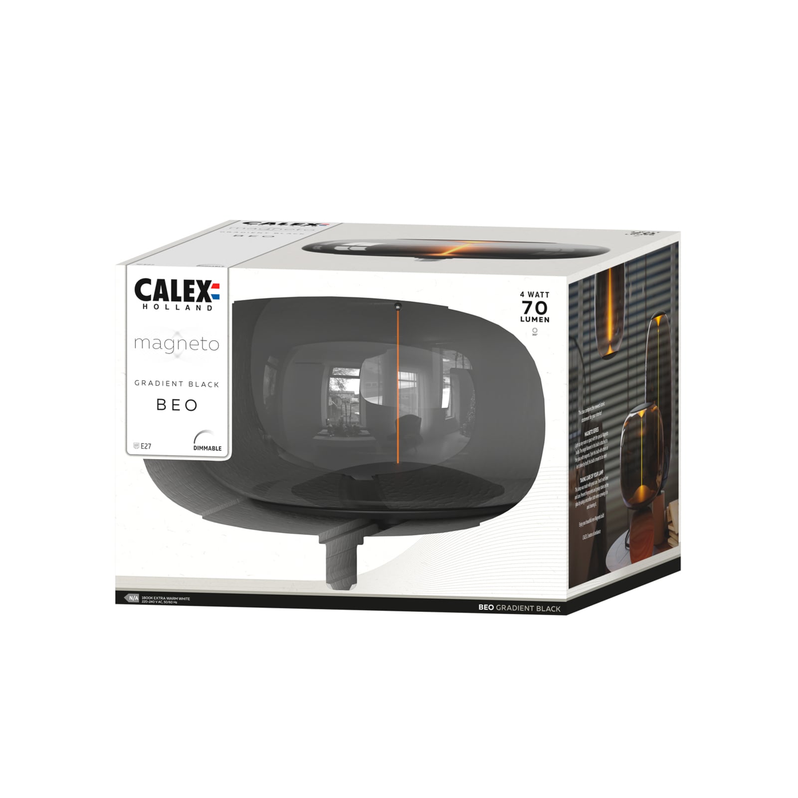 LED-pære E27 4W 1800K dimbar Magneto Beo Ø30 cm montert i lampe