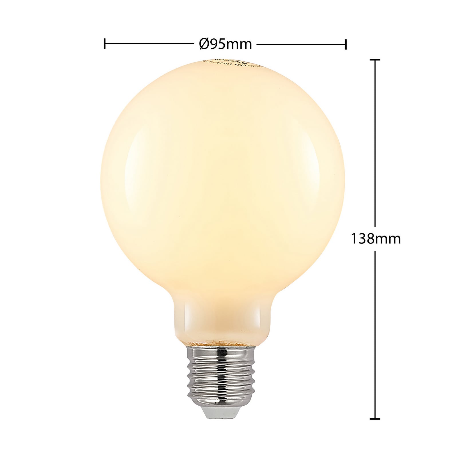LED-pære E27 4W G95 globe 2700K dimbar opal bakside