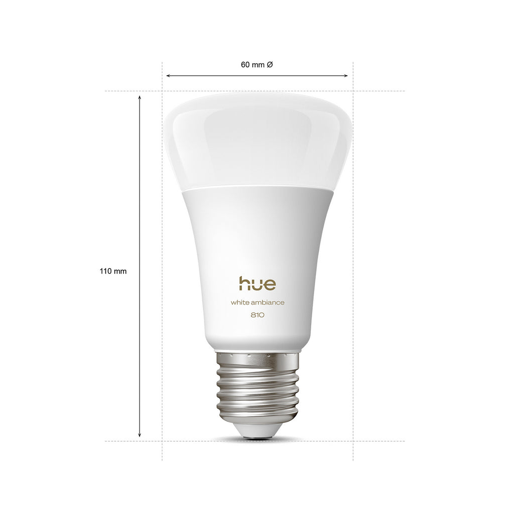 LED-pære E27 6W 810lm CCT dimbar 2-pakning Philips Hue detalj