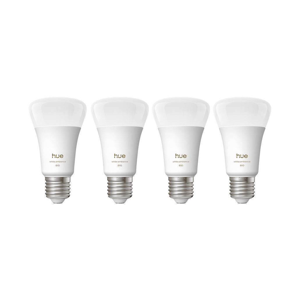 LED-pære E27 6W 810lm CCT dimbar 4-pakning - Philips Hue forfra