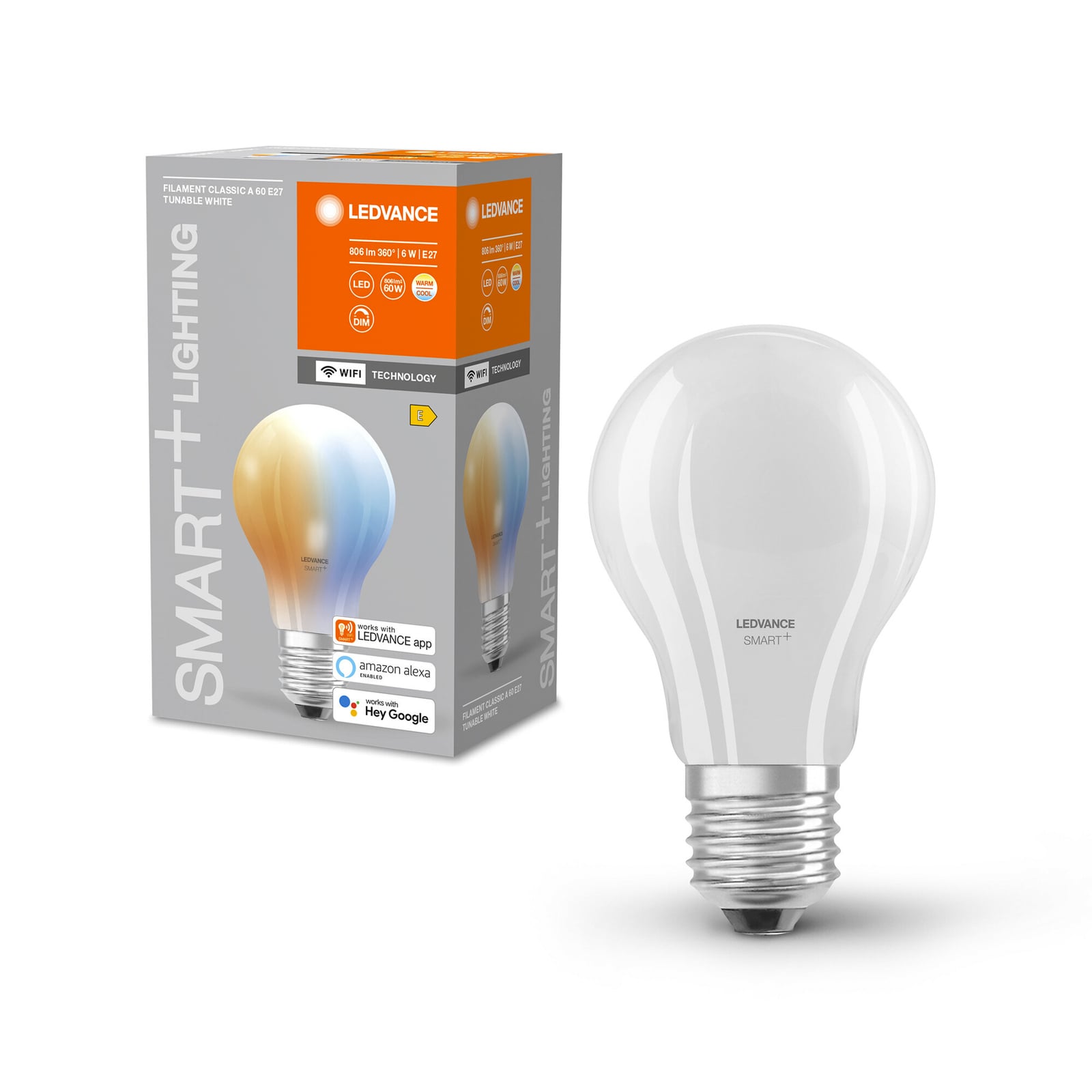 LED-pære E27 6W dimbar CCT 2700-6500K WiFi - LEDVANCE SMART+ bakside