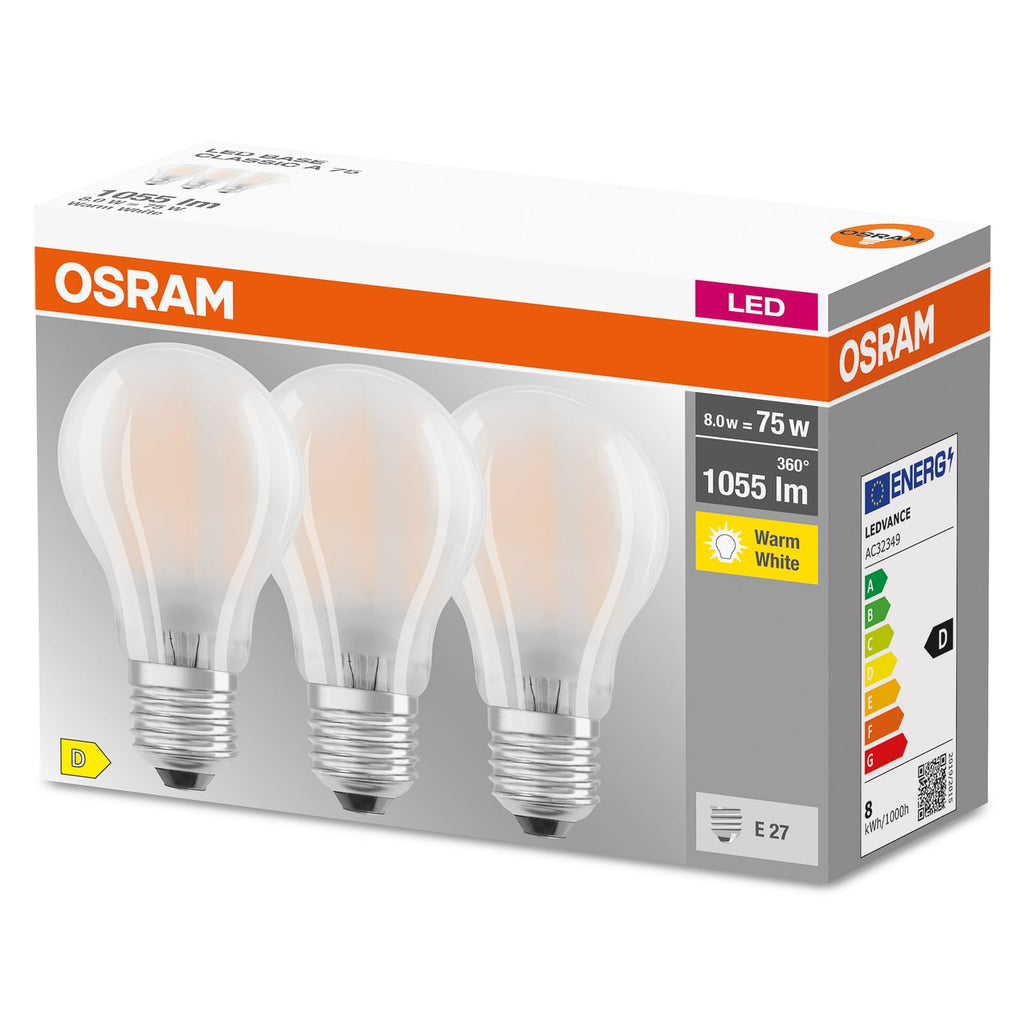 Detalj av LED-pære E27 7,5W 2700K varmhvit matt 3-pakning
