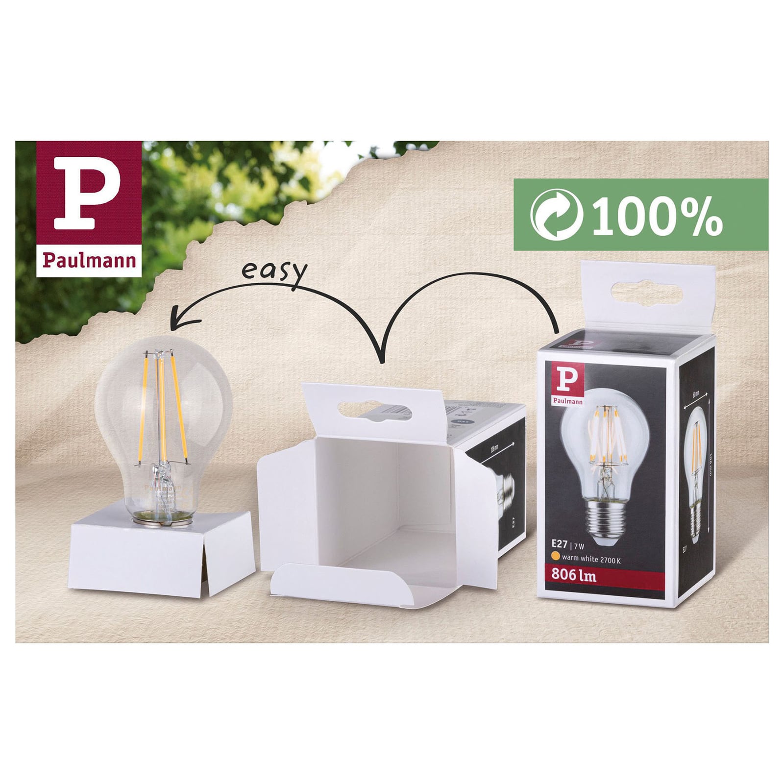 Detalj av matt glass på LED-pære E27 7,5W 6500K 806lm dimbar matt Paulmann