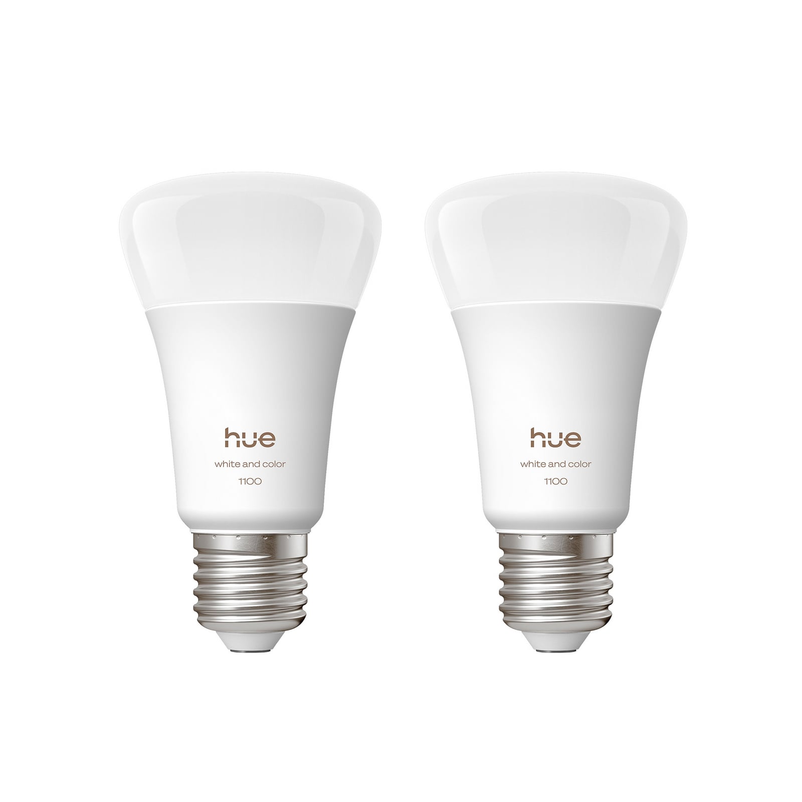 LED-pære E27 8,1W 1100 lm RGB CCT dimbar 2-pakning - Philips Hue forfra