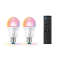 LED-pære E27 8,5W RGBW matt dimbar WiFi 2-pk foran