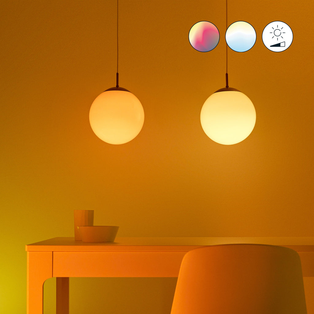 LED-pære E27 8,5W RGBW matt dimbar WiFi 2-pk nærbilde av sokkel
