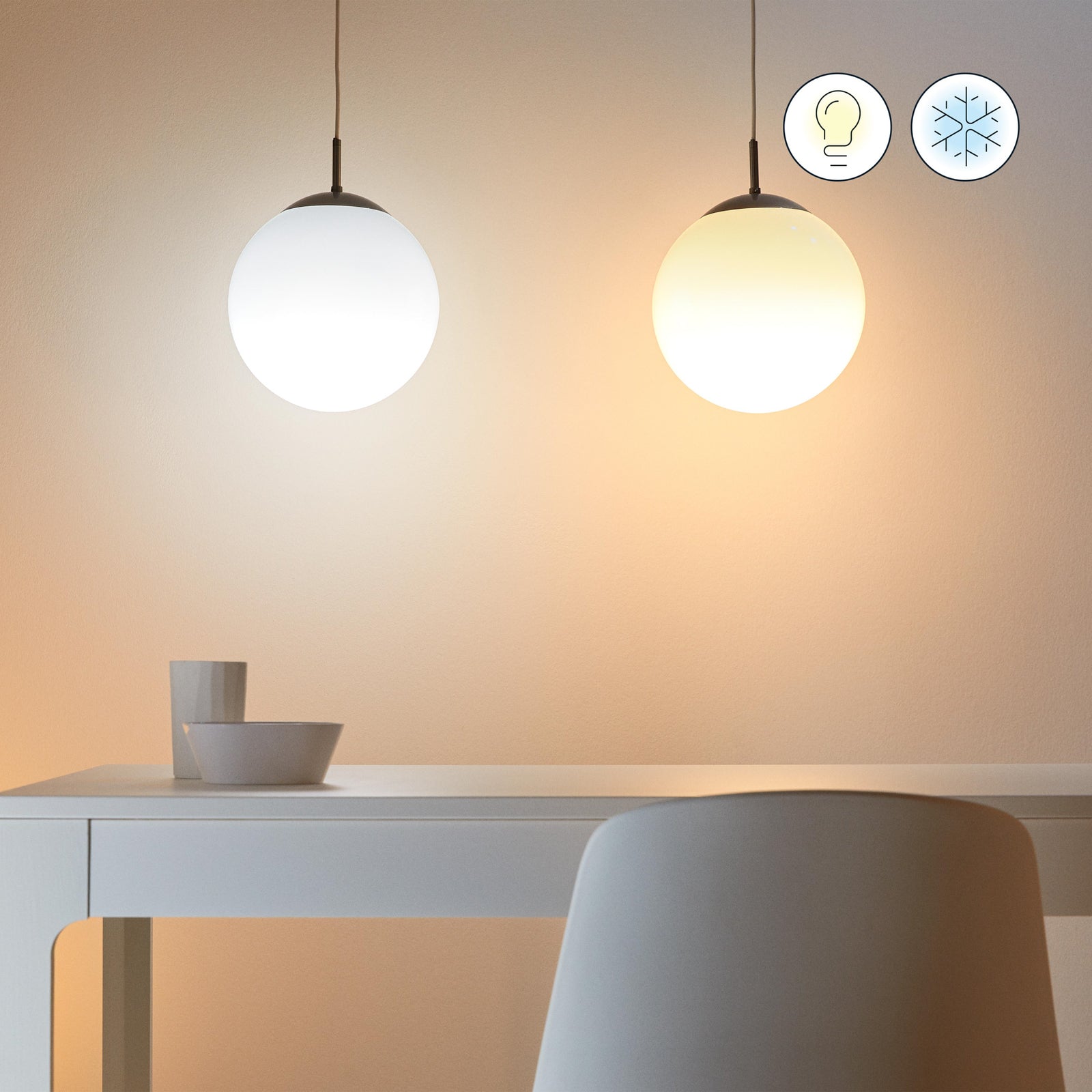 LED-pære E27 8,5W RGBW matt dimbar WiFi - WiZ i bruk