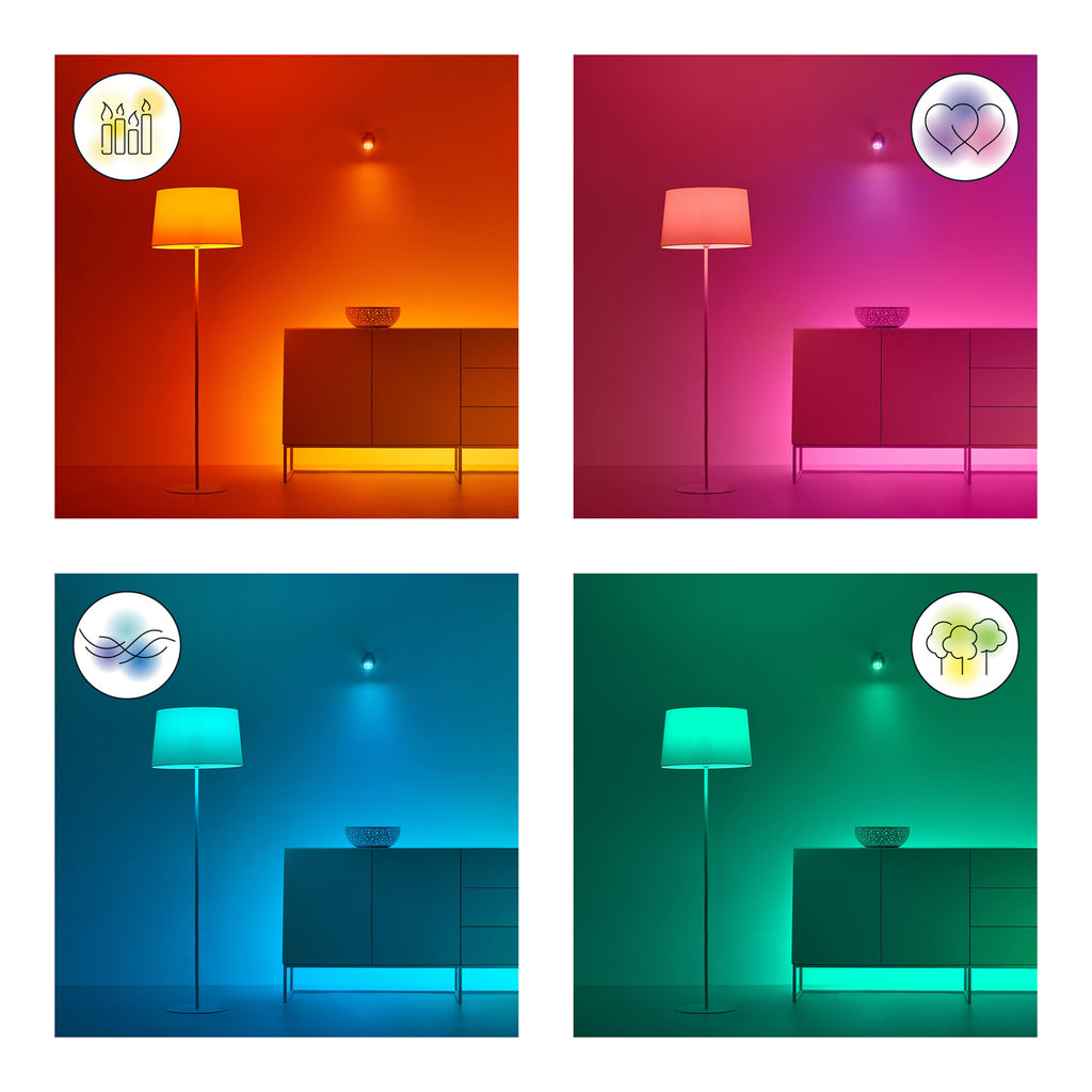 LED-pære E27 8,5W RGBW matt dimbar WiFi - WiZ appstyring