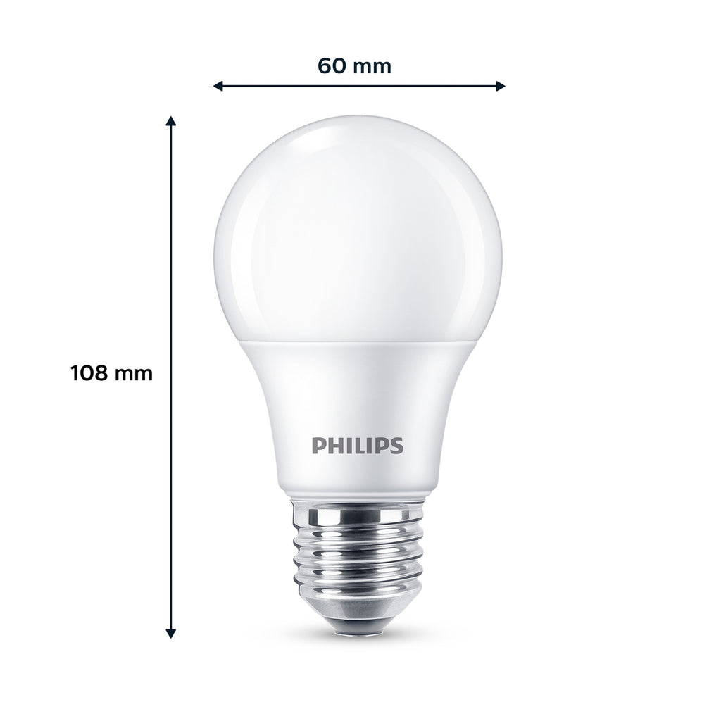 LED-pære E27 8W 806lm 2700K varmhvit matt 2-pakning Philips detalj