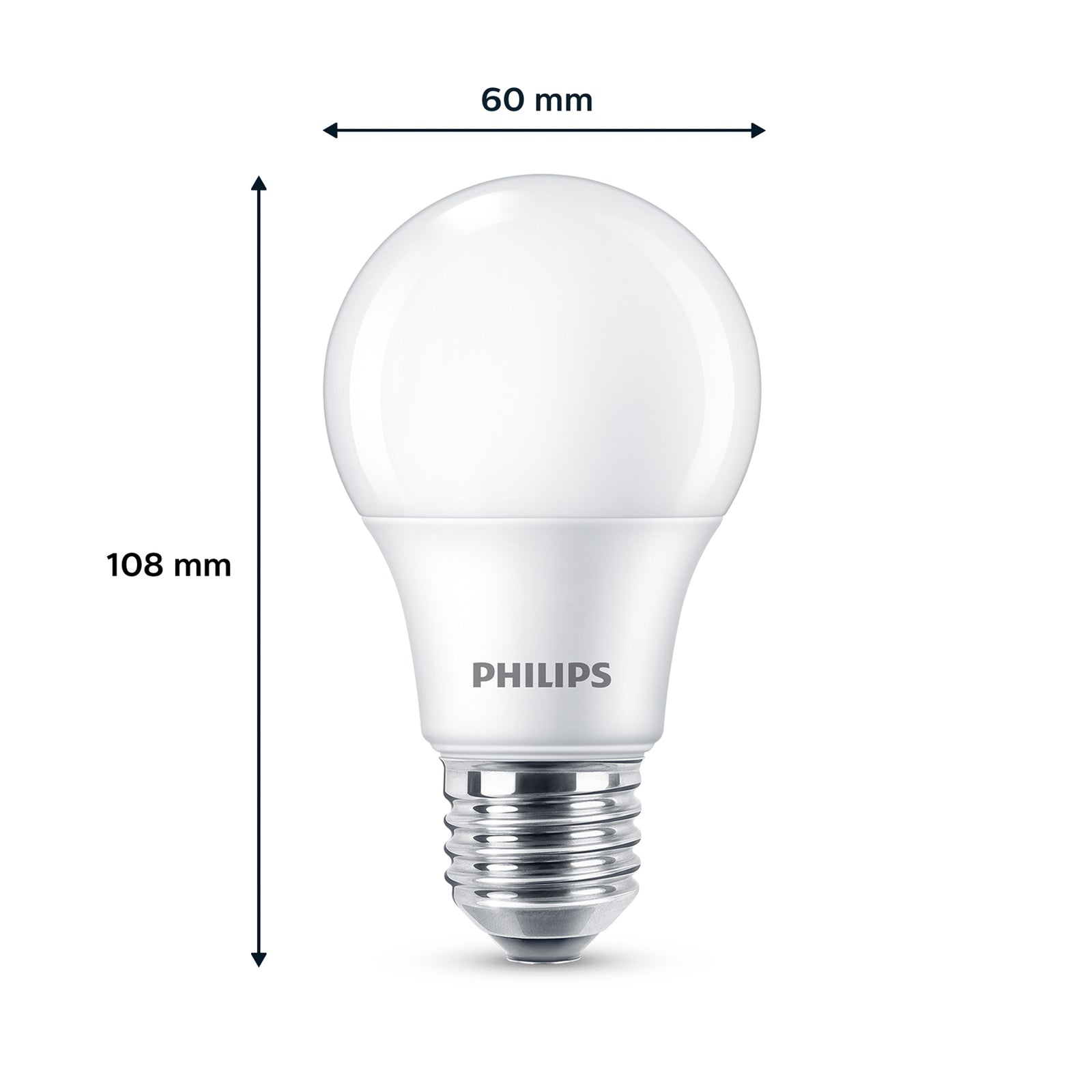 LED-pære E27 8W 806lm 2700K varmhvit matt 2-pakning Philips detalj