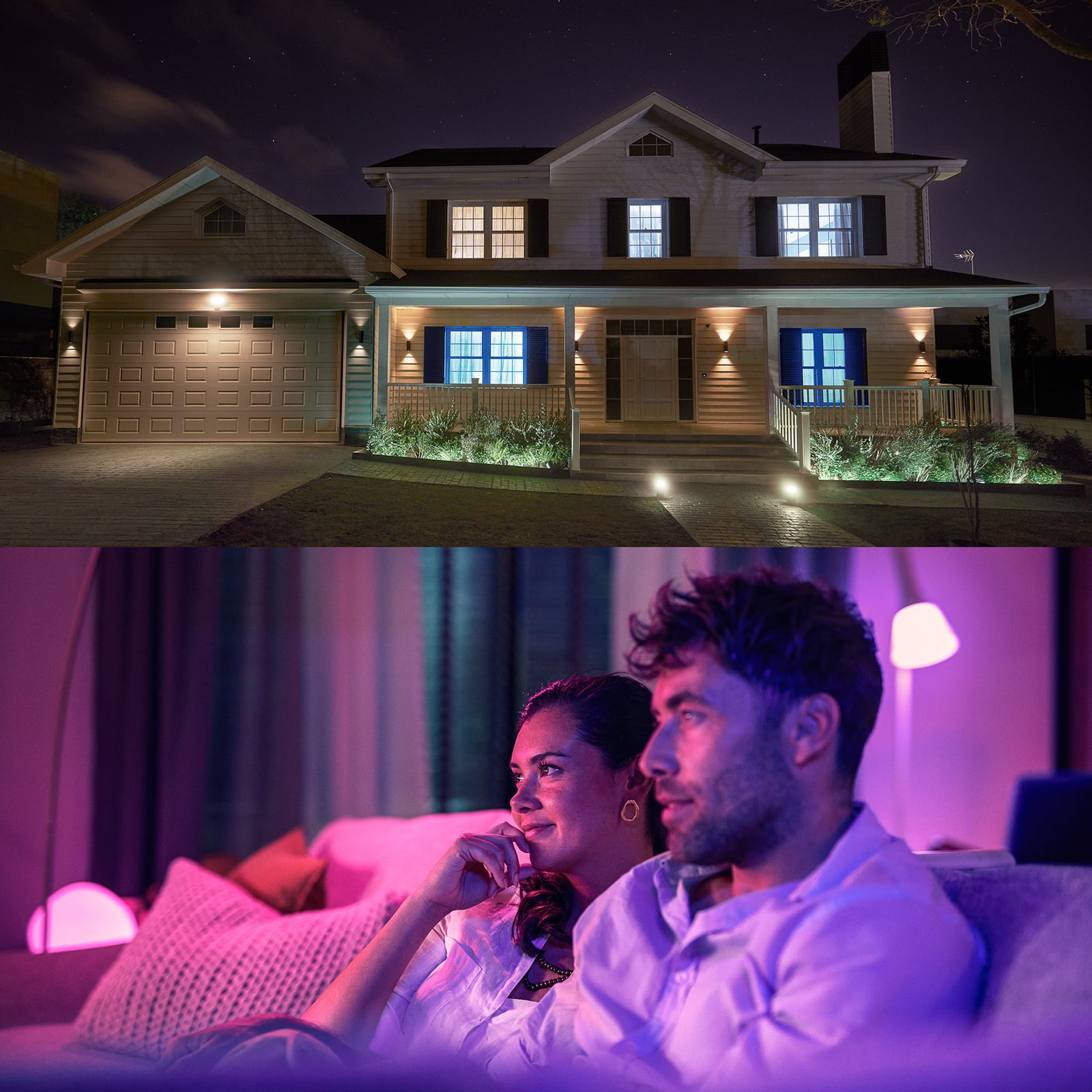 LED-pære E27 8W pæreform RGB CCT dimbar 3-pakning - Philips Hue i bruk