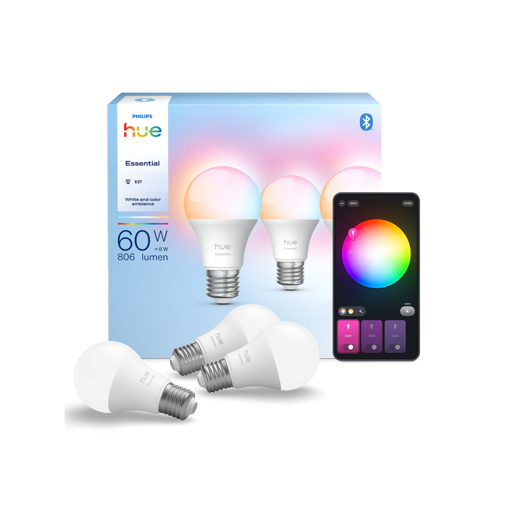 LED-pære E27 8W pæreform RGB CCT dimbar 3-pakning - Philips Hue i belysningsmiljø