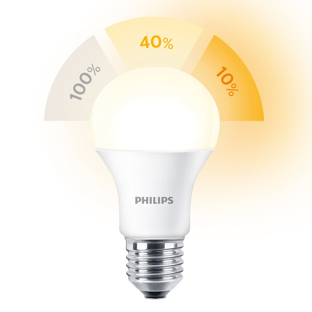 LED-pære E27 8W SceneSwitch 3-trinns dimming 2700K matt - Philips nærbilde av glass