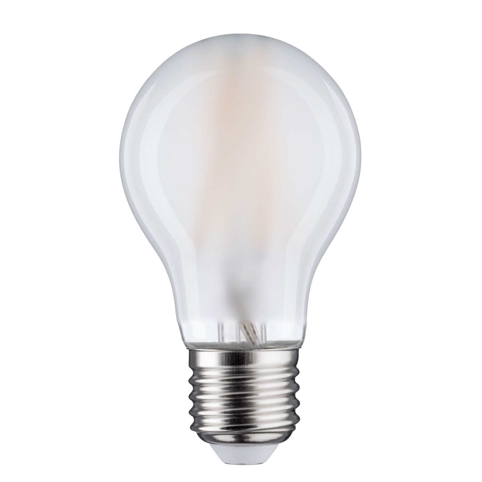 LED-pære E27 9W 2700K varmhvit matt dimbar pæreform Paulmann bakside
