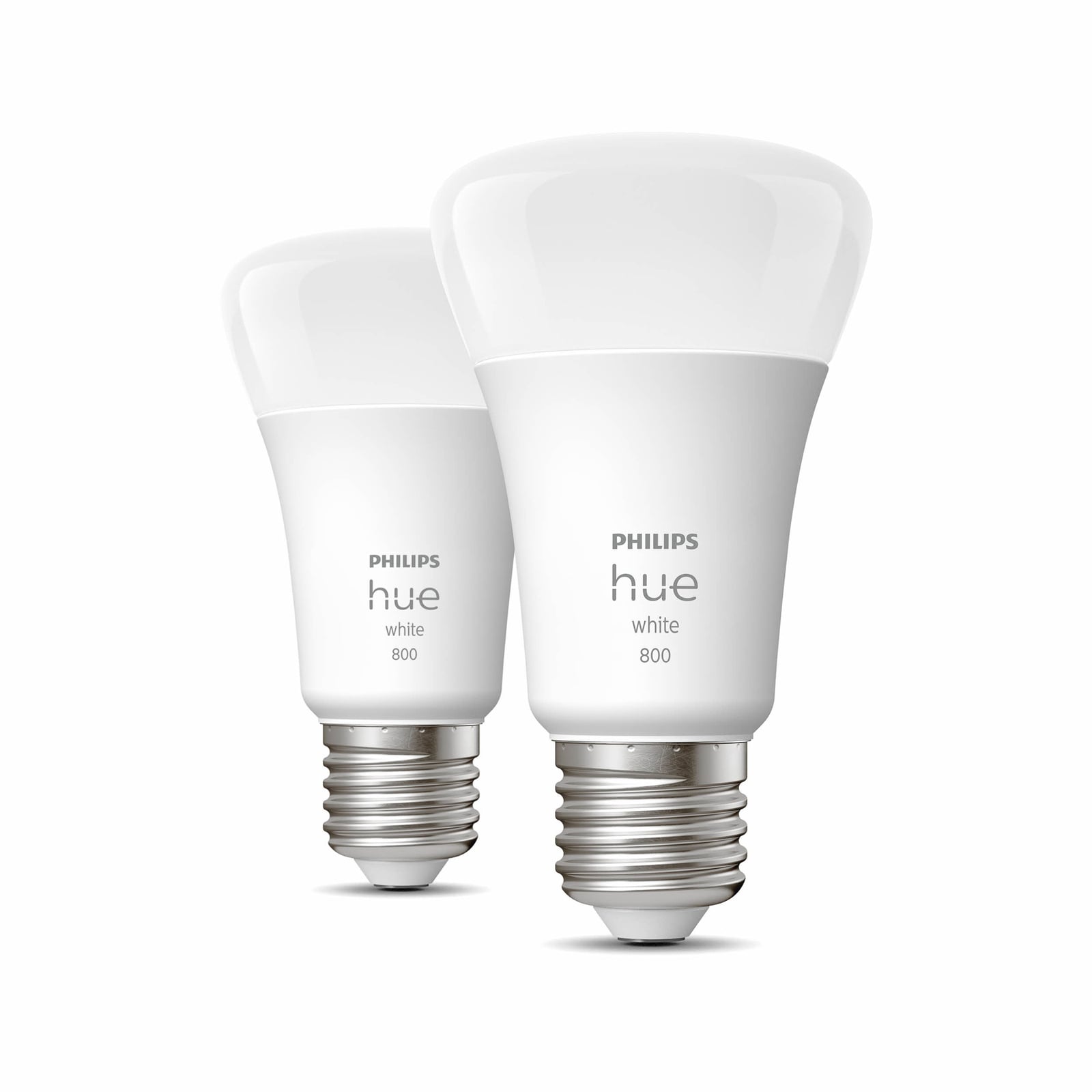 LED-pære E27 9W varmhvit dimbar Bluetooth Zigbee 2-pk Philips Hue forfra