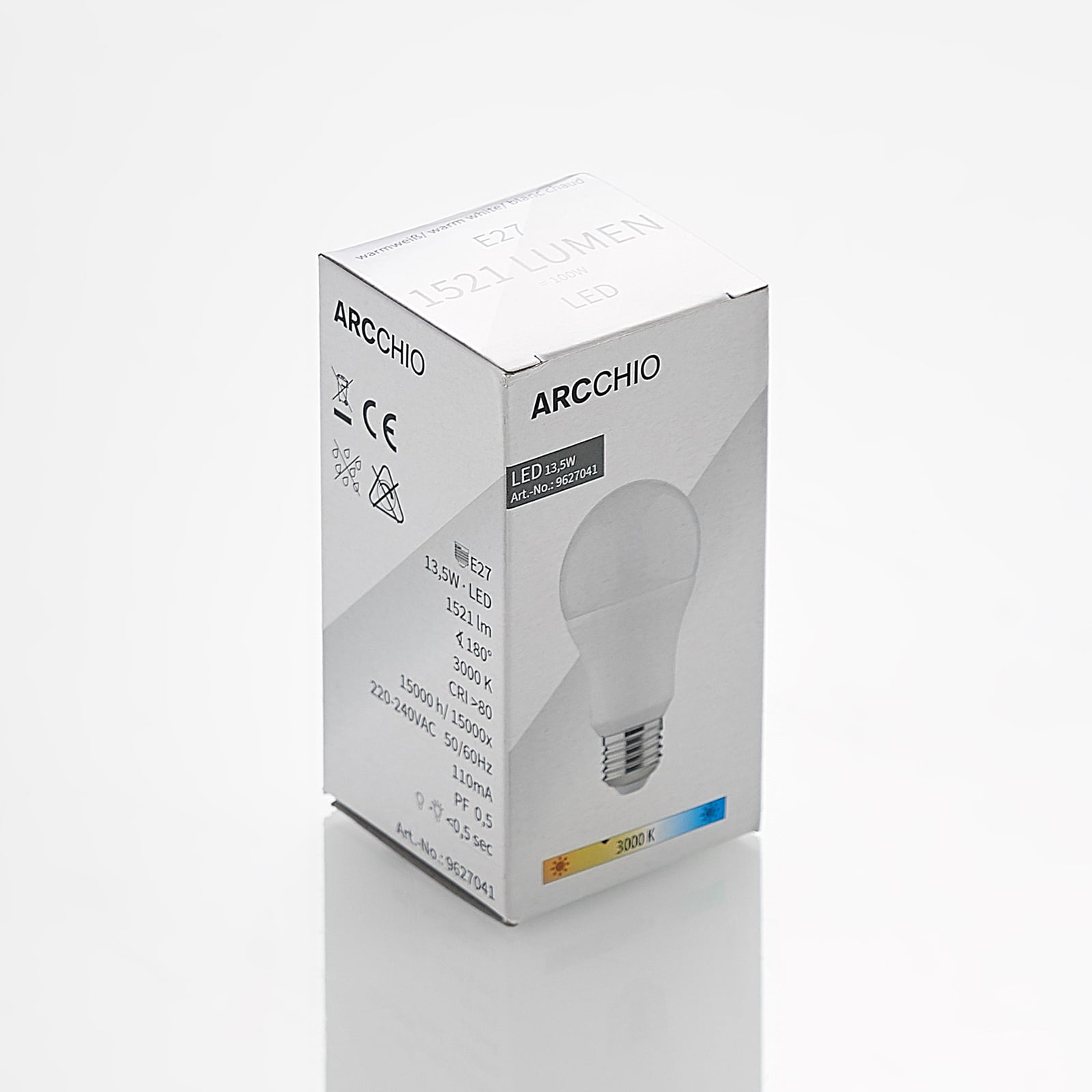 LED-pære E27 A60 13,5W opal 3000K 1521 lm pakket ut