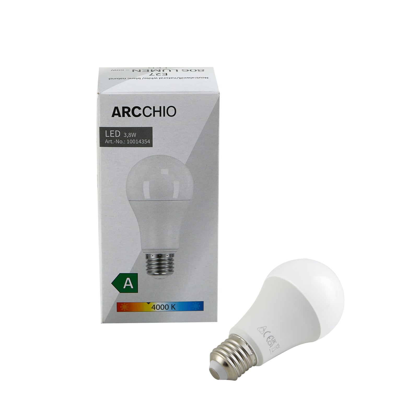 LED-pære E27 A60 3,8W 4000K 806lm opal i bruk