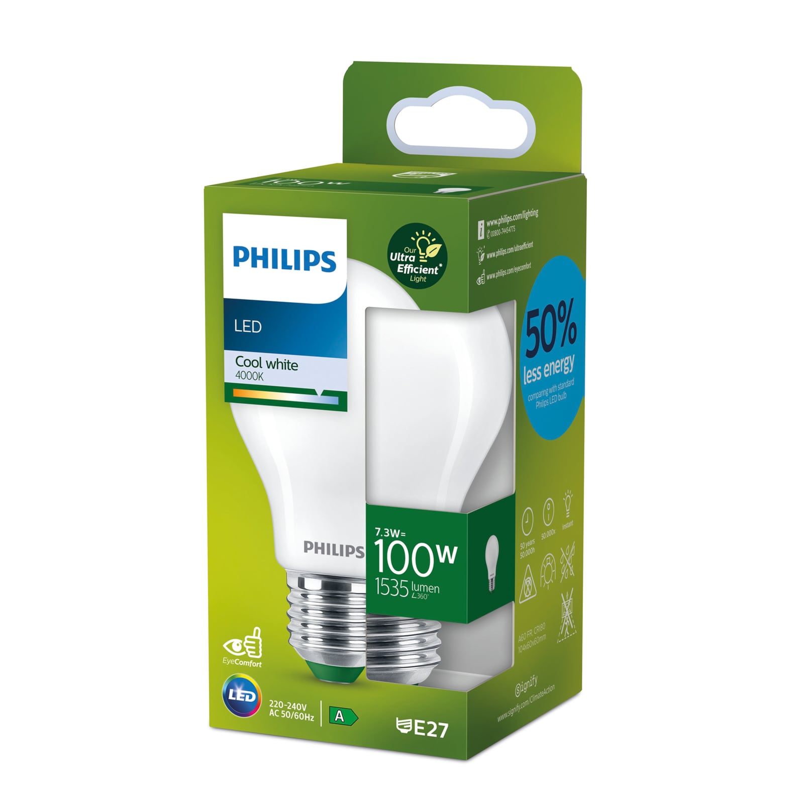 LED-pære E27 A60 7,3W 1535lm 4000K matt - Philips detalj