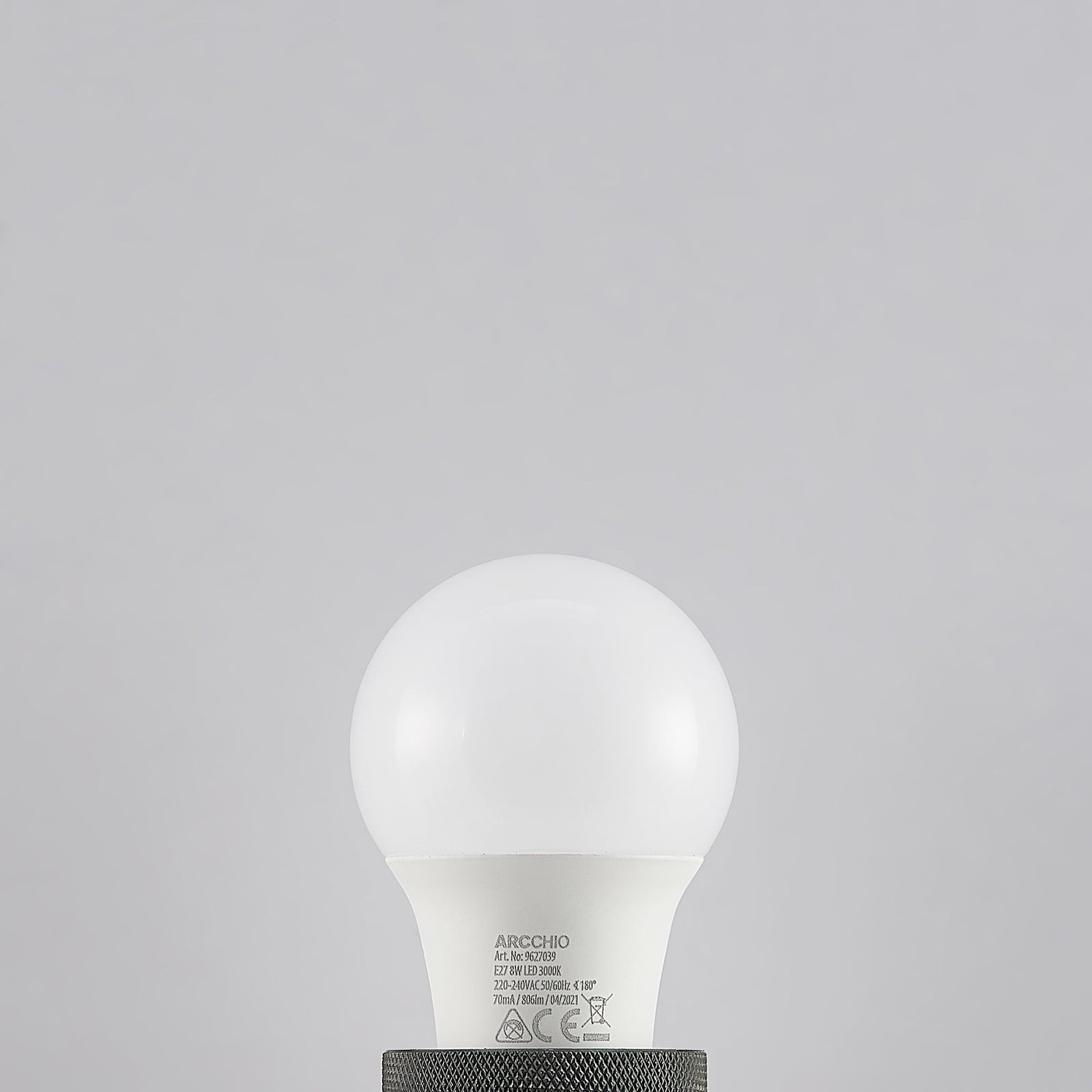 LED-pære E27 A60 8W 806lm 3000K opal 10-pakning - Arcchio sideprofil